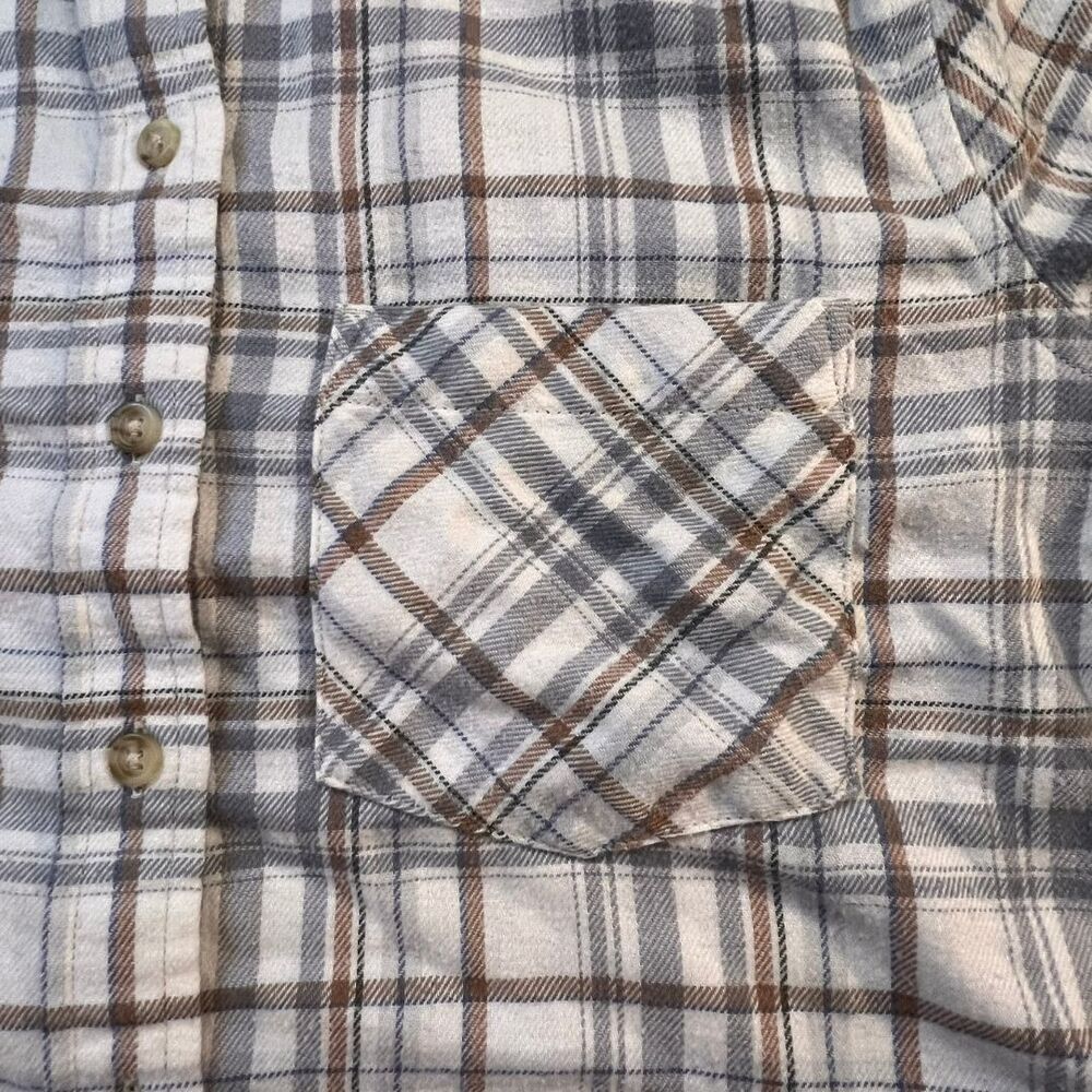 Marmont Womens Flannel Button Back Plaid Shirt Top Blouse Medium Gray Up Cabin - Picture 8 of 11